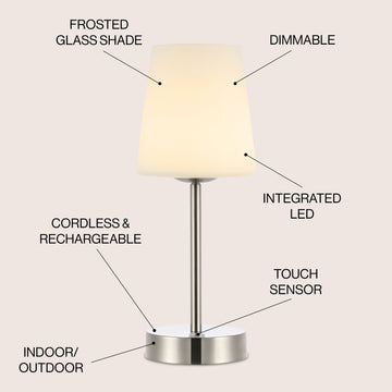 Carson 12.75" Modern Minimalist Iron Rechargeable Integrated LED Table Lamp